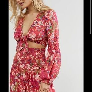 Anthropologie floral tied cover up/top size 2X